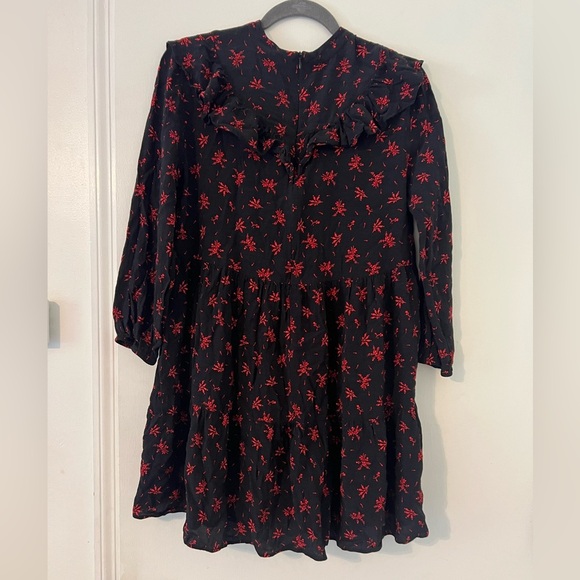 Zara Size M Black Ruffled Mini Dress (i108) - Picture 6 of 11